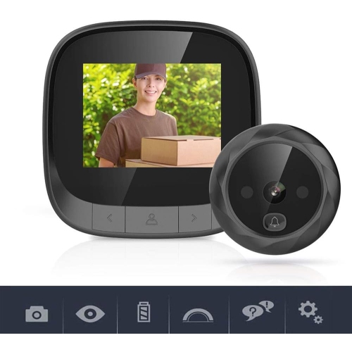 Sonnette de porte Caméra Wi-Fi Home Vidéo HD 2,4 po Cat Eye Sonnette Voix Téléphone Interphone Vidéo