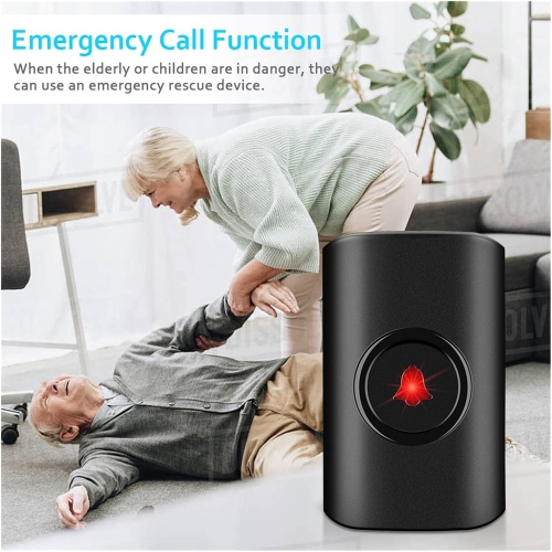 Sonnette sans fil d'extérieur Sonnette de maison intelligente étanche 38 chansons Récepteur sans prise LED Flash Alarme de sécurité