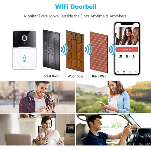 Mini WiFi Video Doorbell Smart Home Wireless Phone Doorbell Camera Security Video Intercom HD Infrared Night Vision for Office Apartment