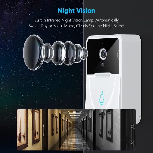 Mini WiFi Video Doorbell Smart Home Wireless Phone Doorbell Camera Security Video Intercom HD Infrared Night Vision for Office Apartment
