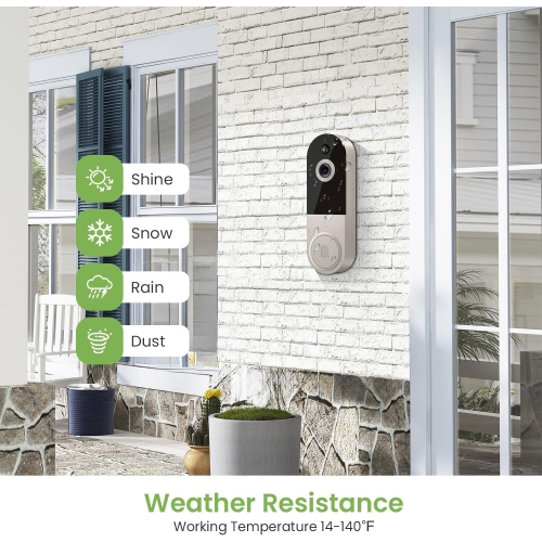 Sonnette vidéo intelligente avec sonnerie, détection intelligente par intelligence artificielle humaine, audio bidirectionnel, vision nocturne