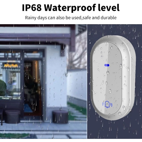 Wireless doorbell, entrance doorbell, intercom, call doorbell set, no battery required, waterproof, dustproof, wireless, entrance doorbell - white,