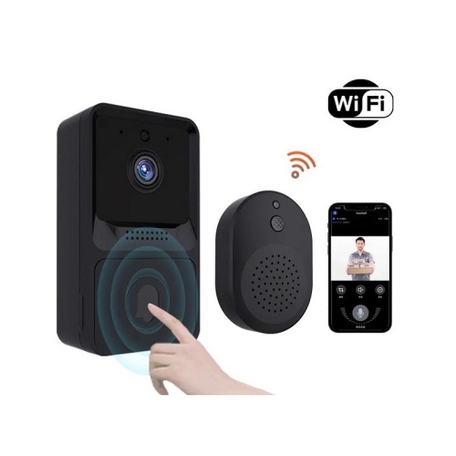 Sonnette intelligente Wi-Fi Sonnette de sécurité Interphone Sonnette vidéo avec caméra – Noir