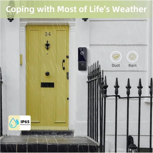 Sonnette vidéo sans fil Wi-Fi avec caméra à infrarouge passif Sonnette extérieure à détection humaine Intercom Sécurité résidentielle intelligente