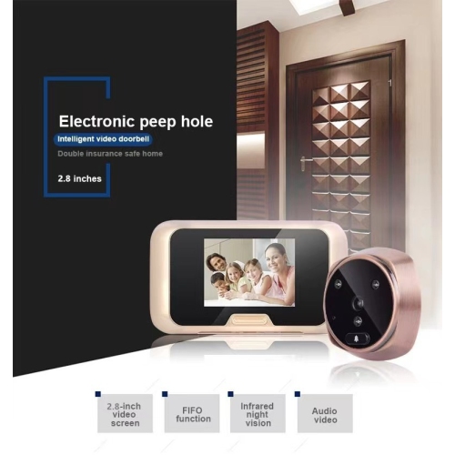 2.8-inch video doorbell with night vision, built-in memory, photo taking, loop storage, digital electronic cat's eye