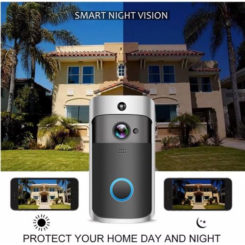 Interphone vidéo intelligent Sonnette sans fil Cat Eye V5 Home Caméra de surveillance vidéo Wi-Fi - Noir