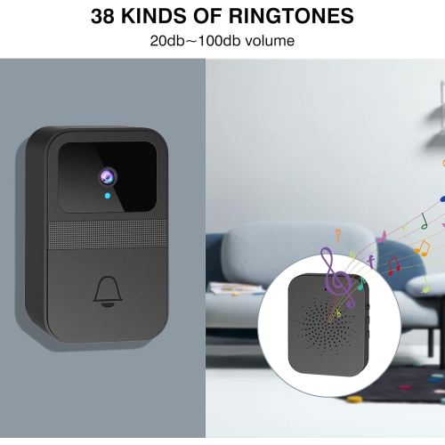 Sonnette vidéo avec caméra, sonnette avec caméra intelligente sans fil Wi-Fi, sonnette sans fil pour la maison, 38 sonnettes, vision nocturne de