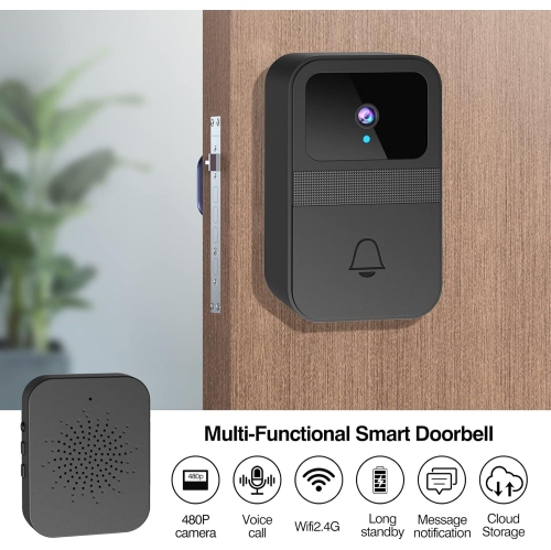 Sonnette vidéo avec caméra, sonnette avec caméra intelligente sans fil Wi-Fi, sonnette sans fil pour la maison, 38 sonnettes, vision nocturne de