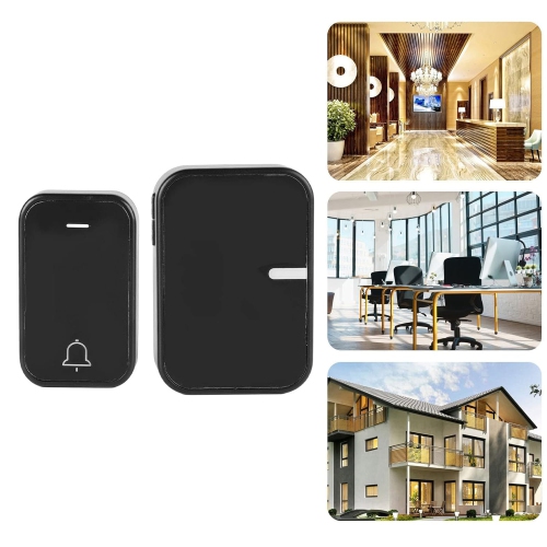 Longue distance et volume élevé aux États-Unis Sonnette domestique sans fil autonome 433 de Dingdong étanche sans pile, standard américain noir un à