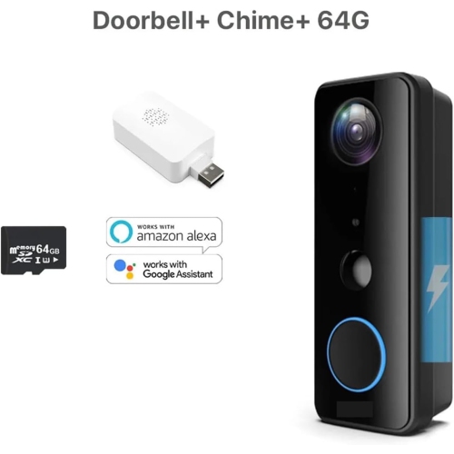 Smart Home Outdoor Wireless Doorbell IP66 Waterproof Video Doorbell WIFI Low Power HD Video Doorbell Remote Voice Intercom