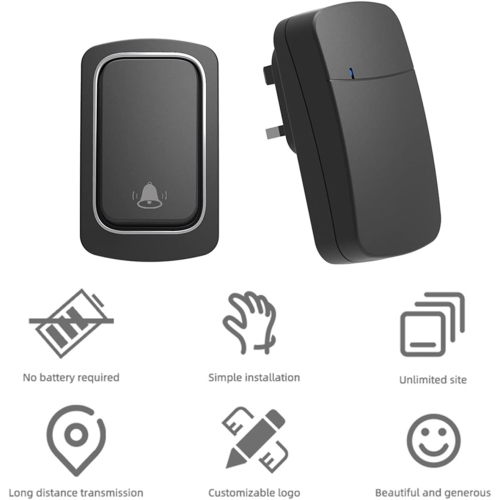 Wireless doorbell plug and play waterproof doorbell set adjustable volume 200 meters doorbell ringtone 38 melodies