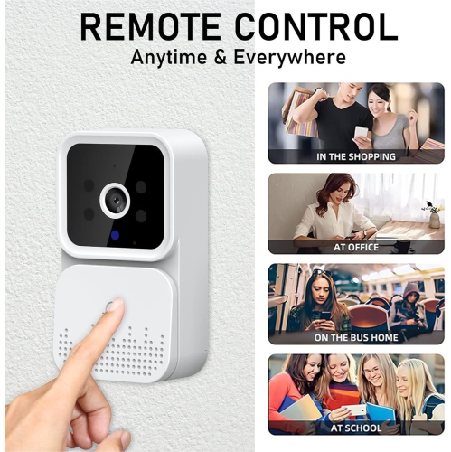Smart Wireless Doorbell, Upgrade Home Doorbell Camera with Video Doorbell Camera, WiFi - with Remote Video Intercom HD Night Vision Camera for Home -