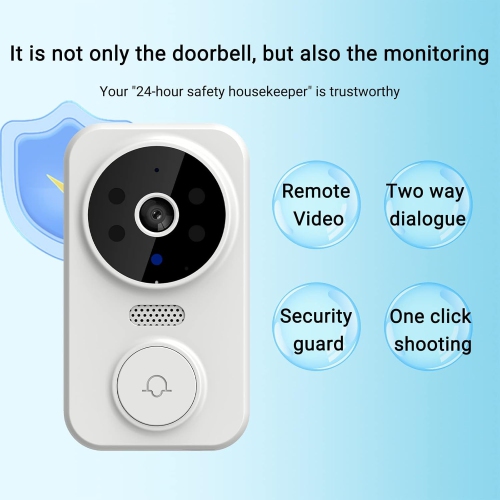 Smart Doorbell Camera Wireless Remote Video Doorbell Supports 2.4G WiFi for Two-Way Intercom Built-in Battery Wireless Video Doorbell with Noise