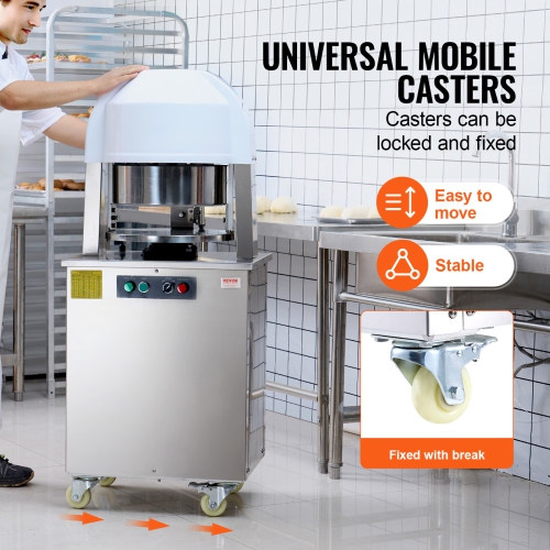 VEVOR 20PCS Electric Dough Divider Rounder, Automatic Dough Ball Cutting Making Machine, 2.12oz - 9.17oz Equal Dough Cutter with Pure Copper Motor