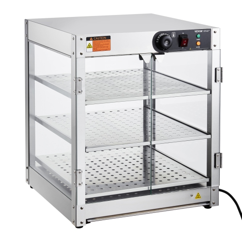 VEVOR 3-Tier Commercial Food Warmer Display, 800W Food Display Warmer with Light to Enhance Food Display, 86℉~185℉ Temperature Control, 90L Large