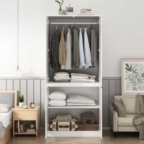 Famapy 4-Door Mirror Wardrobe with Real Glass – White Finish, Stylish & Durable,, White