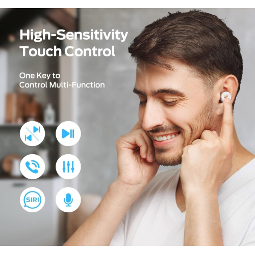 Monster N-Lite 200 AirLinks Wireless Earbuds, Bluetooth 5.0 Headphones with Wireless Charging, Built-in Mic for Clear Calls, Immersive Bass Sound,