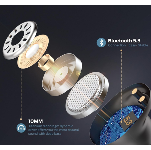 Monster Wireless Earbuds, Bluetooth 5.3 in-Ear Stereo Headphones, Touch Control, Charging Case, Fast Charging Sports Bluetooth Earphones, Type-C