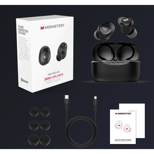 Monster Wireless Earbuds, Bluetooth 5.3 in-Ear Stereo Headphones, Touch Control, Charging Case, Fast Charging Sports Bluetooth Earphones, Type-C