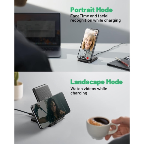 INIU 2-Pack 15W Qi Certified Fast Wireless Charging Stand with Adaptive LED Light, Compatible with iPhone 16/15/14/13/12, Samsung Galaxy, and More