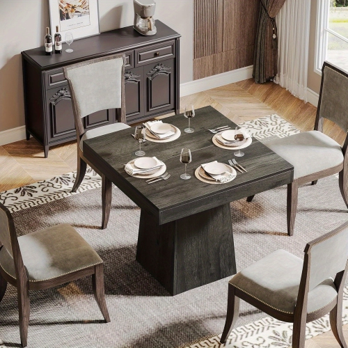 Lantine Square Dining Table For 4,31.5-Inch Kitchen Table Small Dinner Table With Sturdy Pedestal Base,Farmhouse Dining Room Table For Home Dining