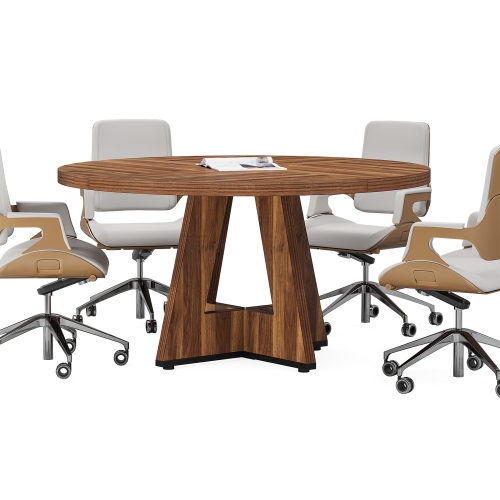 Lantine Round Dining Table, 47 Inch Farmhouse Kitchen Table for 4, Large Dinner Table Wood Kitchen Dinning Table for Dining Room Kitchen, Living Room