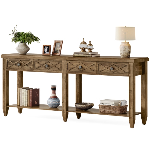 Lantine – Table console très longue de 70,87 po, tables de canapés à 4 tiroirs avec espace de rangement inférieur, meubles d'appoint pour le