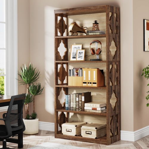 Lantine 70-inch Book Shelf, 6-Tier Bookcase, Freestanding Bookshelf with Storage Shelves, Open Bookcase Wood Display Shelving Unit for Home Office,