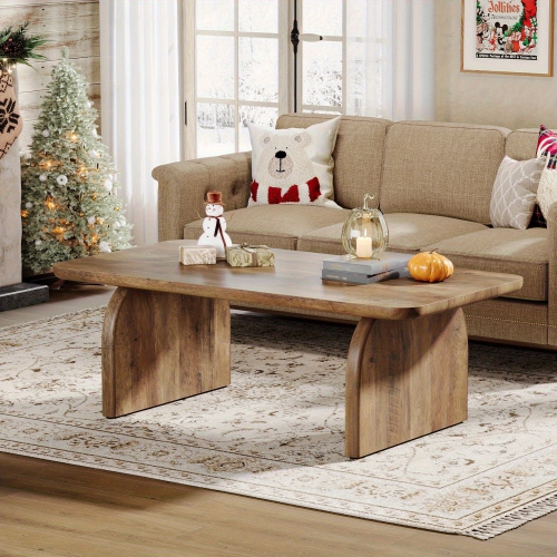 Table basse rectangulaire Lantine, table de salon rectangulaire en bois de 47&nbsp;po, table basse basse d'appoint Farmhouse avec base robuste et