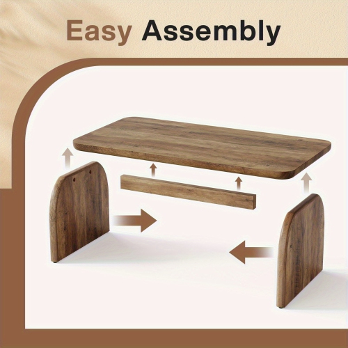 Table basse rectangulaire Lantine, table de salon rectangulaire en bois de 47 po, table basse basse d'appoint Farmhouse avec base robuste et