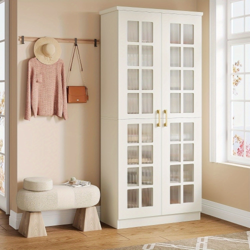 Grande armoire à chaussures de 71&nbsp;po avec portes Lantine, armoire de rangement à chaussures à 8 niveaux avec tablettes réglables,