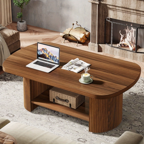 Table basse ovale Lantine dans le salon. Table basse médiévale à deux couches, idéale pour les tables centrales modernes dans les salons, les