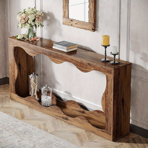 Lantine 63 Inches Farmhouse Console Table with Storage, Couch Table Behind Sofa, Long Entryway Table, Sofa Console Table, Narrow Console Table,