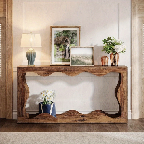 Lantine 63 Inches Farmhouse Console Table with Storage, Couch Table Behind Sofa, Long Entryway Table, Sofa Console Table, Narrow Console Table,