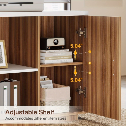 Lantine 85.8" L-Shaped Executive Desk, Extra Large Office Desk with File Drawers, Modern Business Furniture, Computer Desk Workstation with Door