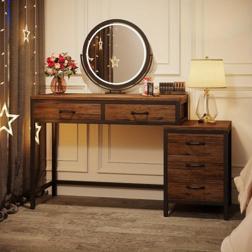 Lantine Furniture for Home, 5 Drawers Computer Desk, Desk with Reversible File Drawer Cabinet for Home Office