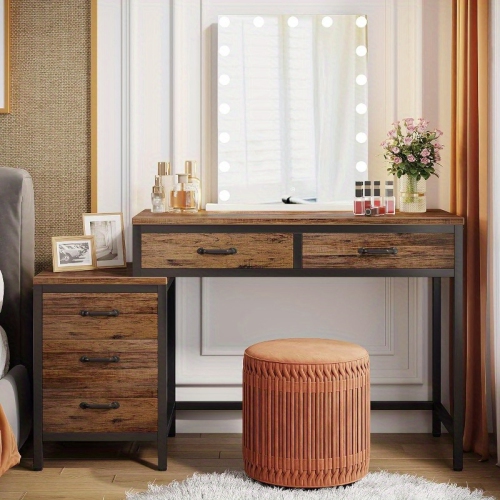 Lantine Furniture for Home, 5 Drawers Computer Desk, Desk with Reversible File Drawer Cabinet for Home Office