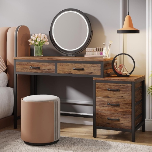 Lantine Furniture for Home, 5 Drawers Computer Desk, Desk with Reversible File Drawer Cabinet for Home Office