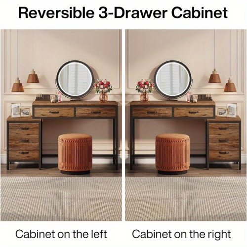 Lantine Furniture for Home, 5 Drawers Computer Desk, Desk with Reversible File Drawer Cabinet for Home Office