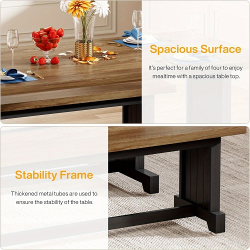 Lantine 47" Dining Table Set for 2-4, 3-Piece Kitchen Room Table with 2 Benches, Farmhouse Wood Dinner Furniture for Small Space, Home Kitchen, Black