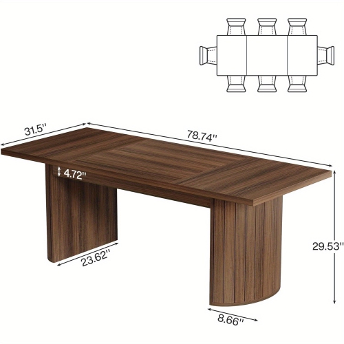 Lantine 78.7' Large Rectangle Meeting Table with Double Pedestal, Farmhouse Seminar Table Boardroom Desk for Office Meeting Conference Room, Rustic