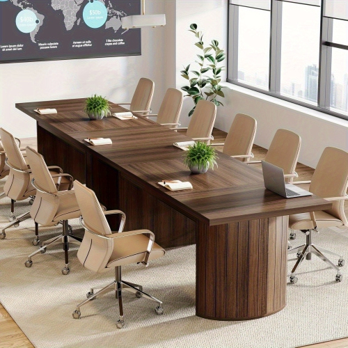 Lantine 78.7' Large Rectangle Meeting Table with Double Pedestal, Farmhouse Seminar Table Boardroom Desk for Office Meeting Conference Room, Rustic