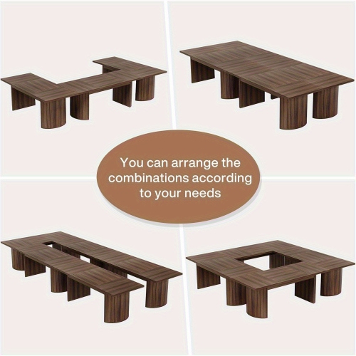 Lantine 78.7' Large Rectangle Meeting Table with Double Pedestal, Farmhouse Seminar Table Boardroom Desk for Office Meeting Conference Room, Rustic