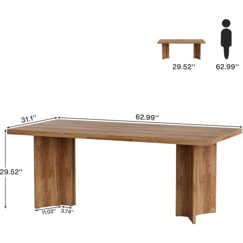 Lantine – Bureau de direction de 63 po, bureau d'ordinateur Vintage Home Office avec grande table, table de conférence en bois Farmhouse pour