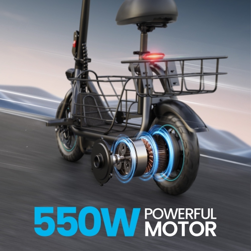 MIHOVER 550W Electric Scooter with Seat for Adult 12 inch Commuter Electric Scooter for Pets with Front & Back Basket Bigger Seat - up to 20 Miles