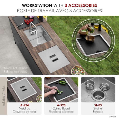 Concealed Dual-Mount Stainless Steel Utility Sink – 20-Inch, 1-Hole Prep Sink with Dura-Tek