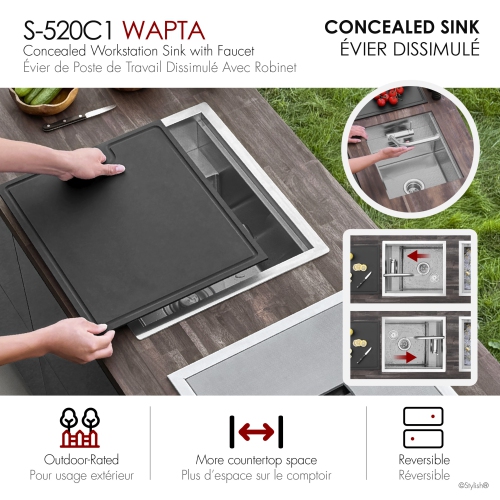 Concealed Dual-Mount Stainless Steel Utility Sink – 20-Inch, 1-Hole Prep Sink Dura-Tek Finish with Stainless Steel Faucet.