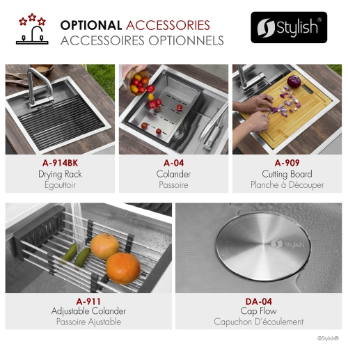 Concealed Dual-Mount Stainless Steel Utility Sink – 20-Inch, 1-Hole Prep Sink Dura-Tek Finish with Stainless Steel Faucet.