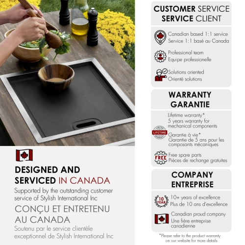 Concealed Dual-Mount Stainless Steel Utility Sink – 20-Inch, 1-Hole Prep Sink Dura-Tek Finish with Matte Black Faucet