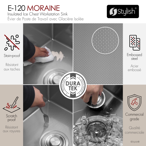 20" Dual-Mount Stainless Steel Insulated Ice Chest Workstation Sink with Dura-Tek